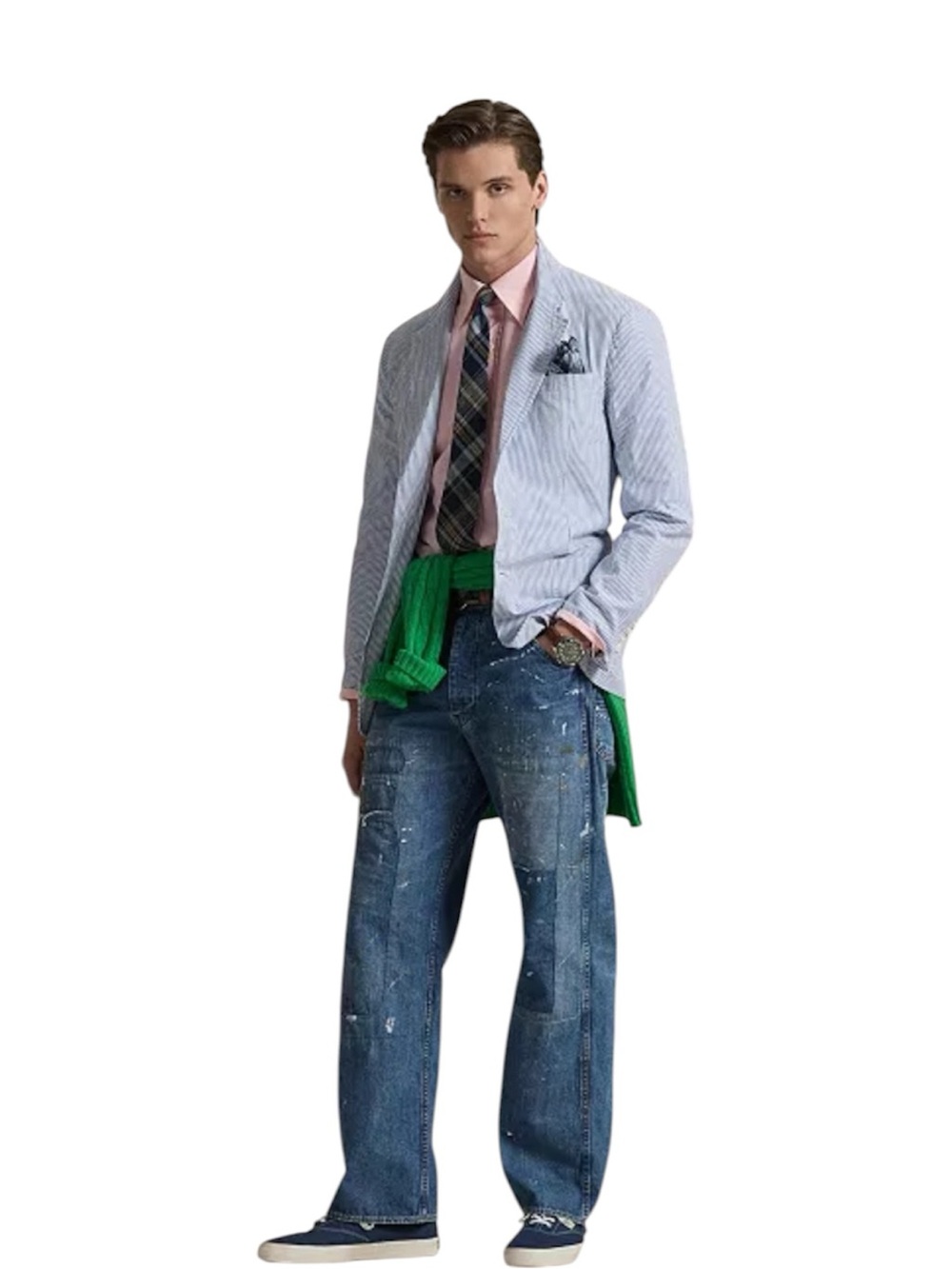 NWT Polo Ralph Lauren Blue & White Seersucker Sportcoat Blazer - Size M